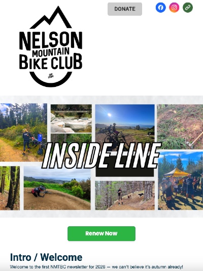 Nelson Mountain Bike Club Inside-Line newsletter example created with Hivepass